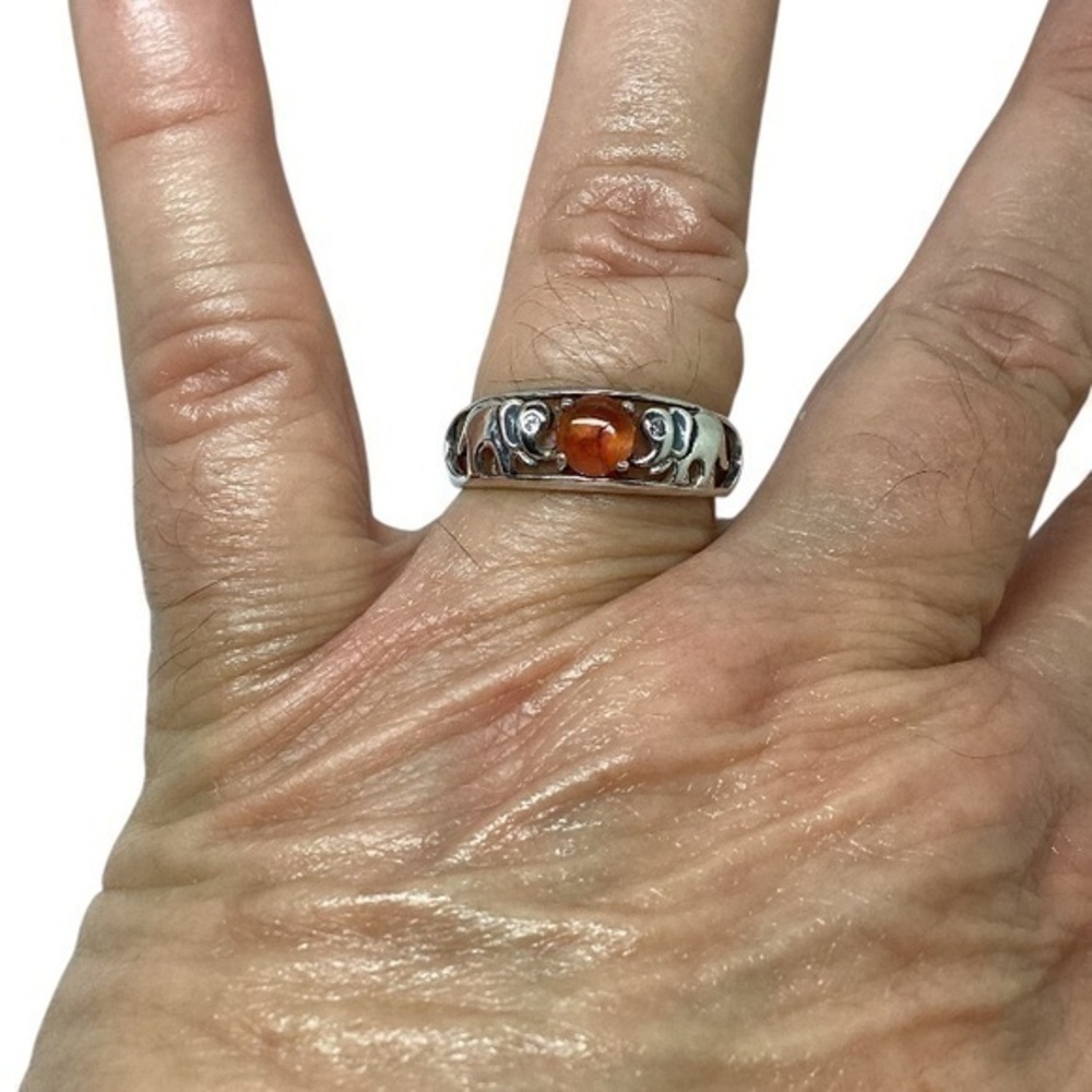 Sterling silver CZ gemstone elephant ring